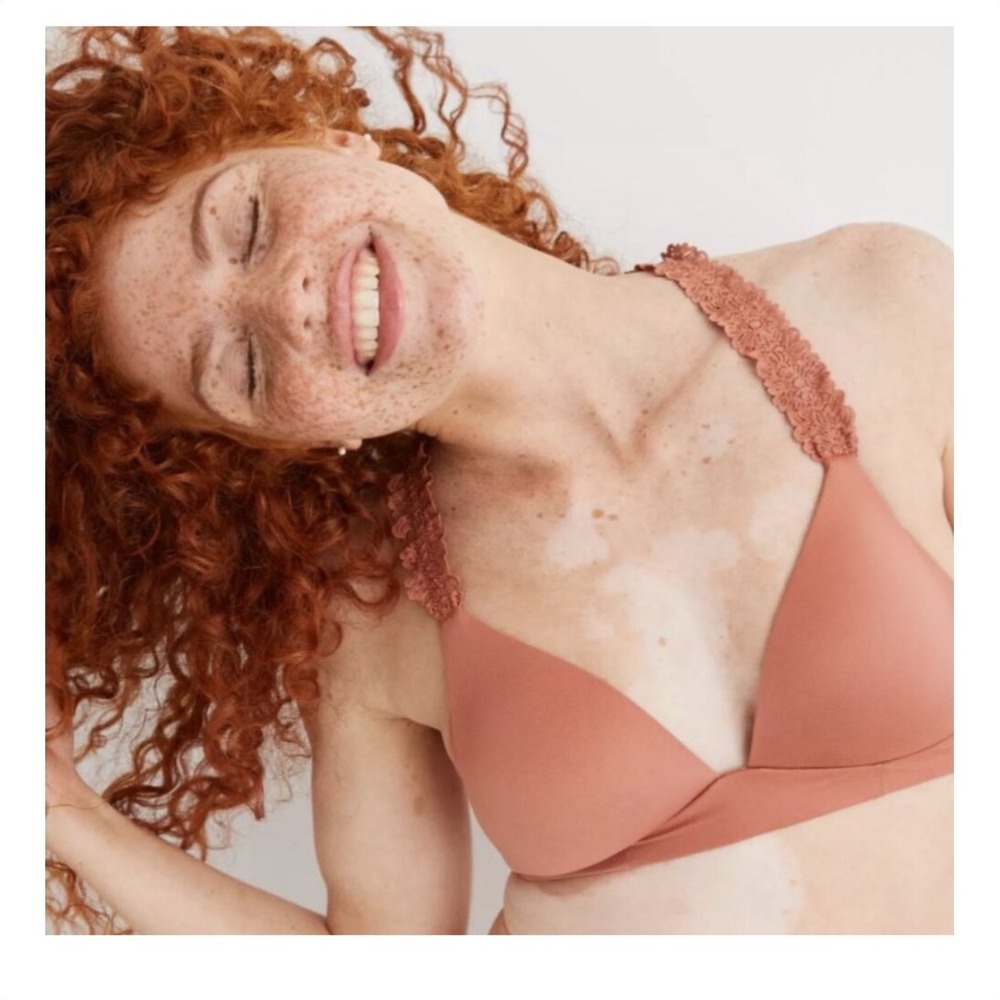 Aerie Real‎ Sunnie Blossom Wireless Lace Strap Bra 40C Terracotta Racerback